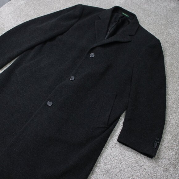 LAUREN Ralph Lauren Peacoat Mens 44R Black Wool Cashmere Blend Overcoat Lined - Picture 2 of 16